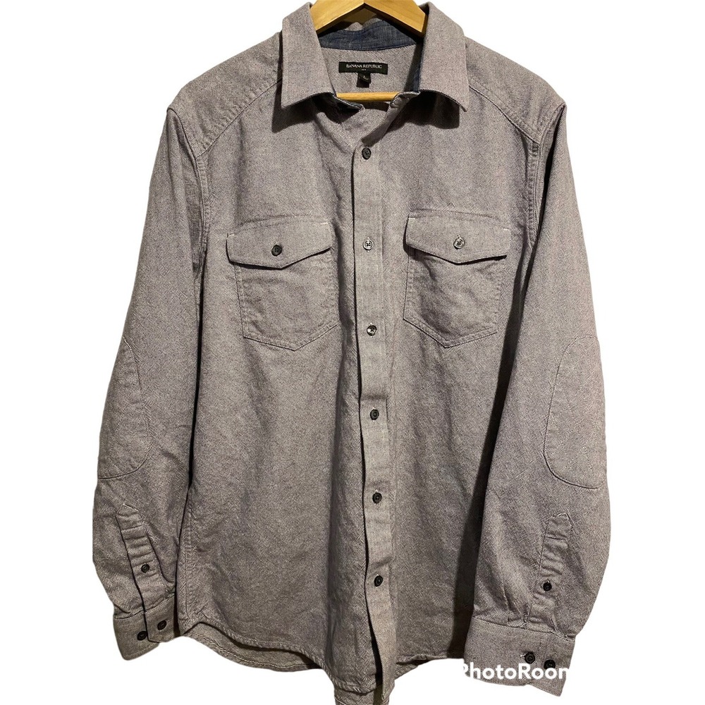 Banana Republic gray Utility rugged normcore button up shirt L